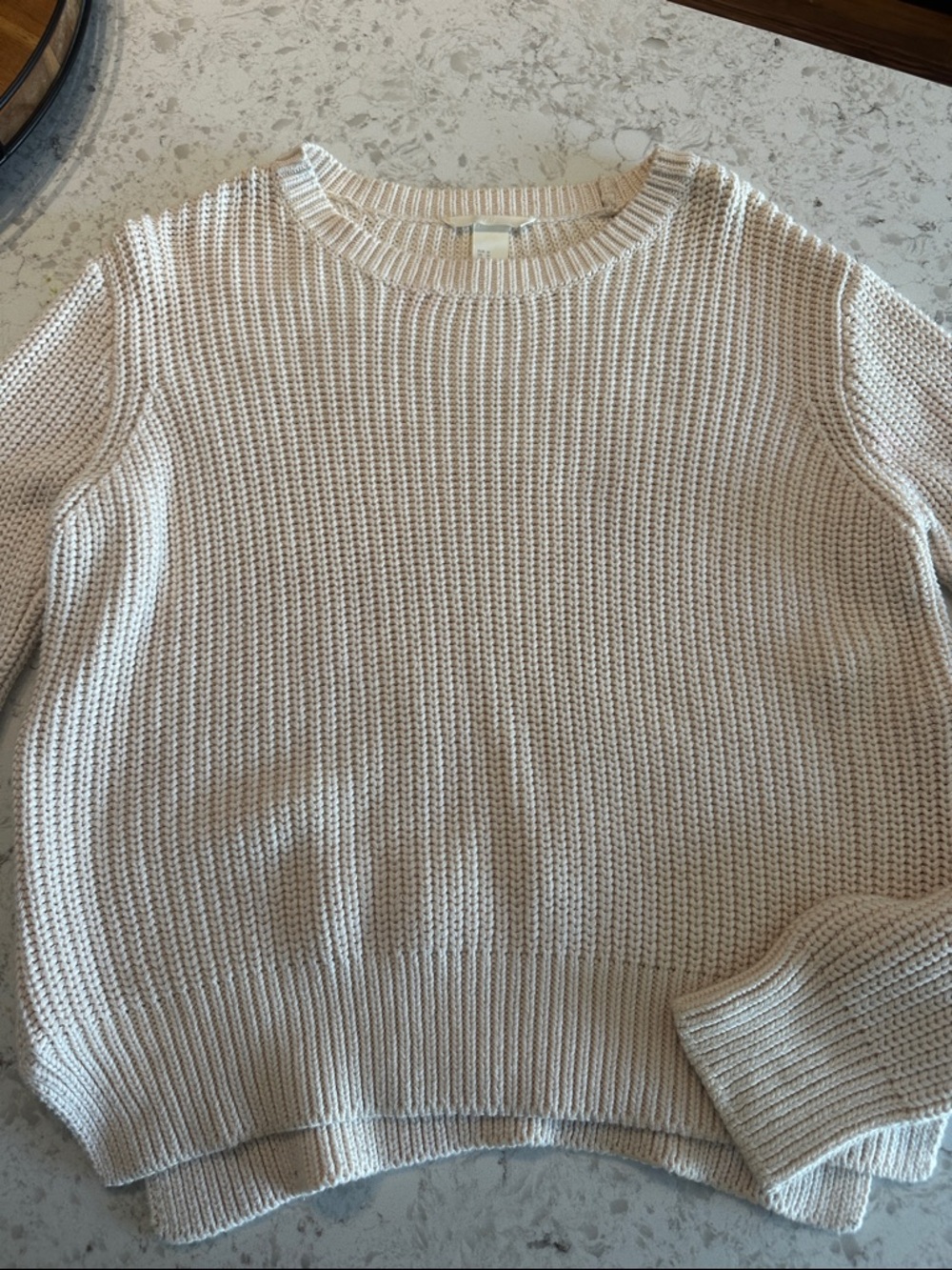 H&M Cream Crewneck Ribbed Knit Sweater